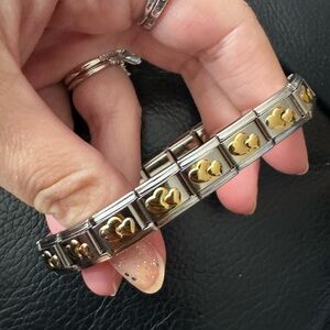 Elegant Italian Charm Bracelet with Gold Heart Design